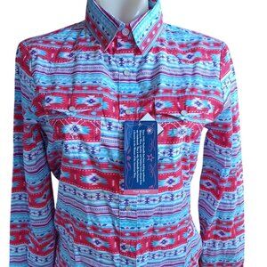 Womens Small Cowgirl Shirt Panhandle Light Turquoise Western Snap Southwestern